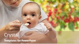  Presentation with baby food - Theme enhanced with child-eating-and-food-concept background and a coral colored foreground