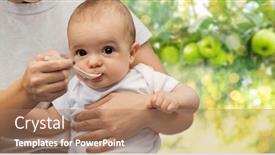  Presentation with green apples - Theme consisting of child-eating-and-food-concept background and a coral colored foreground