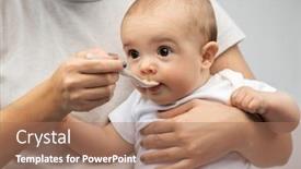  Presentation with baby food - Audience pleasing slide set consisting of child-eating-and-food-concept backdrop and a coral colored foreground