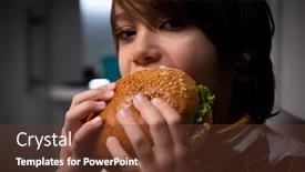  Presentation with burger - Presentation theme consisting of child-eating-burger-and-enjoying background and a tawny brown colored foreground