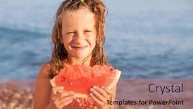  Presentation with save girl child - Audience pleasing slide deck consisting of child-eating-watermelon-girl-eating backdrop and a coral colored foreground