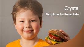  Presentation with child eat - Audience pleasing slides consisting of child eats burger on grey backdrop and a  colored foreground