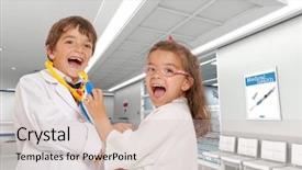 Presentation with room - Beautiful slides featuring child emergency room - little boy and girl playing backdrop and a soft green colored foreground