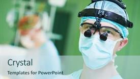  Presentation with cardiac - Amazing PPT theme having child emergency room - male cardiac surgeon with cardiosurgery backdrop and a sky blue colored foreground