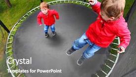  Presentation with gymnastics - Amazing PPT theme having child enjoying life during summer backdrop and a gray colored foreground