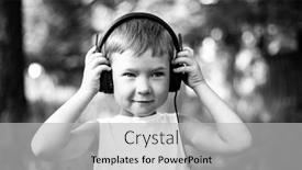  Presentation with black child - Amazing slide set having child-enjoying-music backdrop and a light gray colored foreground