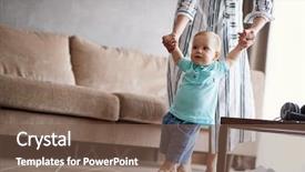  Presentation with baptism baby boy - PPT theme featuring child enjoys the first step background and a violet colored foreground