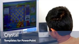  Presentation with internet - PPT layouts enhanced with child exploitation - young kid playing games background and a ocean colored foreground