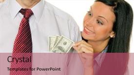  Presentation with man vs woman - Slide deck with child exploitation - young woman pulls a man background and a coral colored foreground