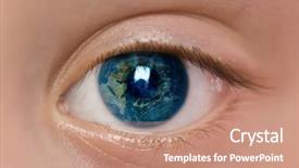  Presentation with earth eye - Beautiful presentation design featuring child eye with earth closeup backdrop and a coral colored foreground
