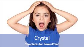  Presentation with isolated paw prints over white - PPT theme with child fearful - surprise little girl isolated background and a  colored foreground