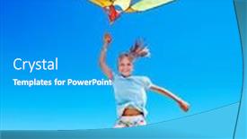  Presentation with kite - Slide set featuring child flying kite beach outdoor background and a teal colored foreground