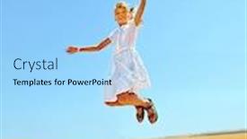  Presentation with kite - Audience pleasing presentation theme consisting of child flying kite beach outdoor backdrop and a light blue colored foreground