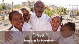  Presentation with playground - Presentation design having child friendly media - young african schoolgirls in playground background and a tawny brown colored foreground