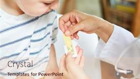  Presentation with child accident - Presentation design with child-gets-a-plaster background and a lemonade colored foreground