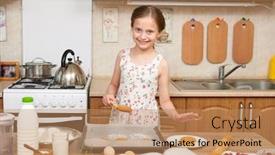  Presentation with baking cookies - Colorful PPT theme enhanced with child girl baking cookies in home kitchen raw food and fruits healthy food concept backdrop and a coral colored foreground