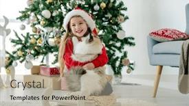  Presentation with domestic animal - Slides enhanced with child-girl-holding-ragdoll-cat and a mint green colored foreground