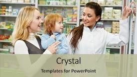  Presentation with pharmacy law - PPT theme having child girl in pharmacy background and a mint green colored foreground