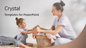 Presentation with woman child - Amazing slide set having child girl little helper backdrop and a light gray colored foreground