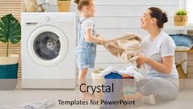  Presentation with woman child - Beautiful slide set featuring child girl little helper backdrop and a mint green colored foreground