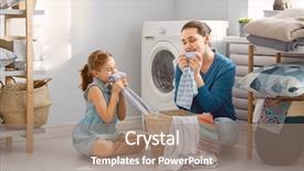  Presentation with woman child - Colorful presentation theme enhanced with child girl little helper backdrop and a coral colored foreground