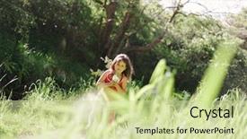  Presentation with natural - Slide set featuring child girl on natural background background and a  colored foreground