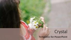  Presentation with nature meadow baby and child - Beautiful slide deck featuring child girl on natural background backdrop and a  colored foreground