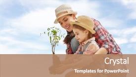 Presentation with child tree - PPT theme enhanced with child girl plant sapling tree background and a coral colored foreground