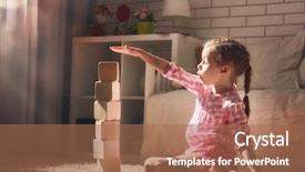 Presentation with blocks - Amazing PPT layouts having child girl playing with blocks backdrop and a coral colored foreground