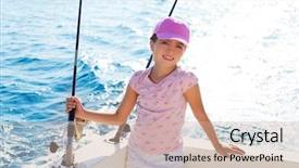  Presentation with sea fishing - Presentation consisting of child girl sailing in fishing background and a soft green colored foreground