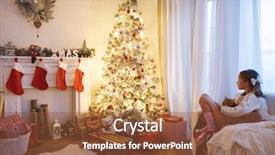  Presentation with child tree - Beautiful slides featuring girl sitting near decorated christmas backdrop and a tawny brown colored foreground