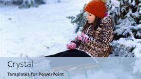  Presentation with forest winter - Colorful theme enhanced with child-girl-sitting backdrop and a light blue colored foreground