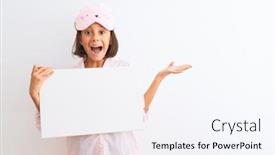  Presentation with pajama - Amazing presentation design having child-girl-wearing-sleep-mask backdrop and a sky blue colored foreground