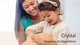  Presentation with happy birthday frame holiday - Colorful PPT theme enhanced with child girl with gift box backdrop and a lemonade colored foreground