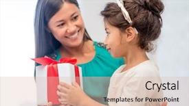  Presentation with mother love - Audience pleasing presentation design consisting of child girl with gift backdrop and a lemonade colored foreground