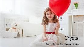  Presentation with valentine - PPT theme consisting of child girl with red heart background and a  colored foreground