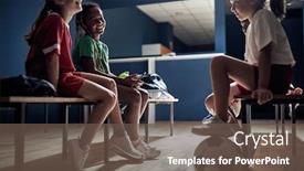 Presentation with soccer - Presentation theme enhanced with child-girl-with-soccer-ball background and a tawny brown colored foreground