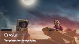  Presentation with night sky moon - Presentation theme with night dream - children on the background background and a tawny brown colored foreground