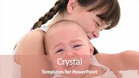  Presentation with baby crying - PPT theme featuring child grieving - eight year and baby sister background and a coral colored foreground