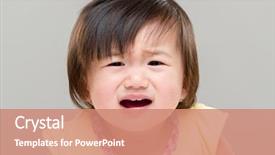  Presentation with mom crying - Beautiful presentation design featuring child grieving - little girl crying backdrop and a  colored foreground