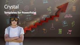  Presentation with growth steps - Slide deck consisting of children growth - boy pretending to be background and a gray colored foreground