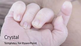  Presentation with newborn - PPT theme having children growth - hand of newborn hands background and a light gray colored foreground