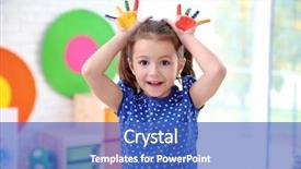  Presentation with children growth - Beautiful theme featuring children growth - little girl with painted palms backdrop and a teal colored foreground