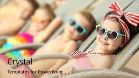  Presentation with dental for kids - Audience pleasing PPT layouts consisting of children growth - little kids lying on deck backdrop and a coral colored foreground