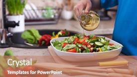  Presentation with oil - Slide deck consisting of child hand pouring oil background and a coral colored foreground