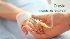  Presentation with catheter - Beautiful PPT theme featuring child hand with catheter backdrop and a sky blue colored foreground