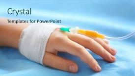  Presentation with catheter - Slides having child hand with catheter background and a light blue colored foreground