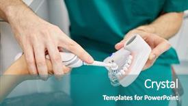  Presentation with jaw - Beautiful slide deck featuring child hand with electrical toothbrush backdrop and a teal colored foreground