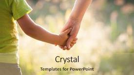  Presentation with mother child - Beautiful PPT layouts featuring child hands - mother and son holding hand backdrop and a blonde colored foreground