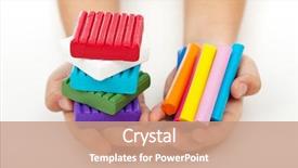  Presentation with modeling - Presentation theme having child hands holding colorful modeling clay bars and blocks background and a coral colored foreground